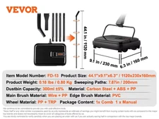 Manual Carpet Sweeper 7.87 in Sweeping Paths 300Ml Dustbin Capacity W/ Comb for 