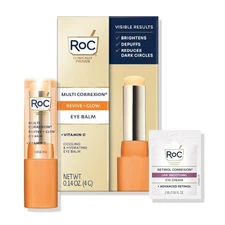 RoC Revive+Glow Eye Balm 0.14oz + Retinol Eye Cream Packette Brightening Set