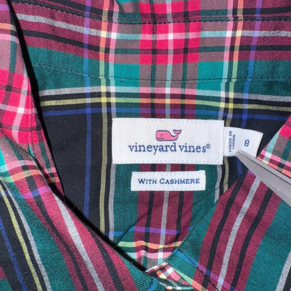 Vineyard Vines Jolly Tartán Cuadros Clásico Abotonado - M Con Cachemira Preppy Foto 2 de 4