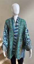 100 Silk Reversible Kantha Jacket, One Size