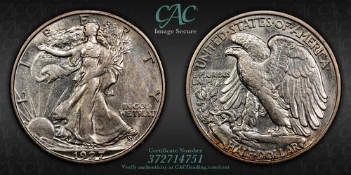 Photo of a 1927-S Walking Liberty Half Dollar from an eBay listing that sold on Jul 18, 2026
