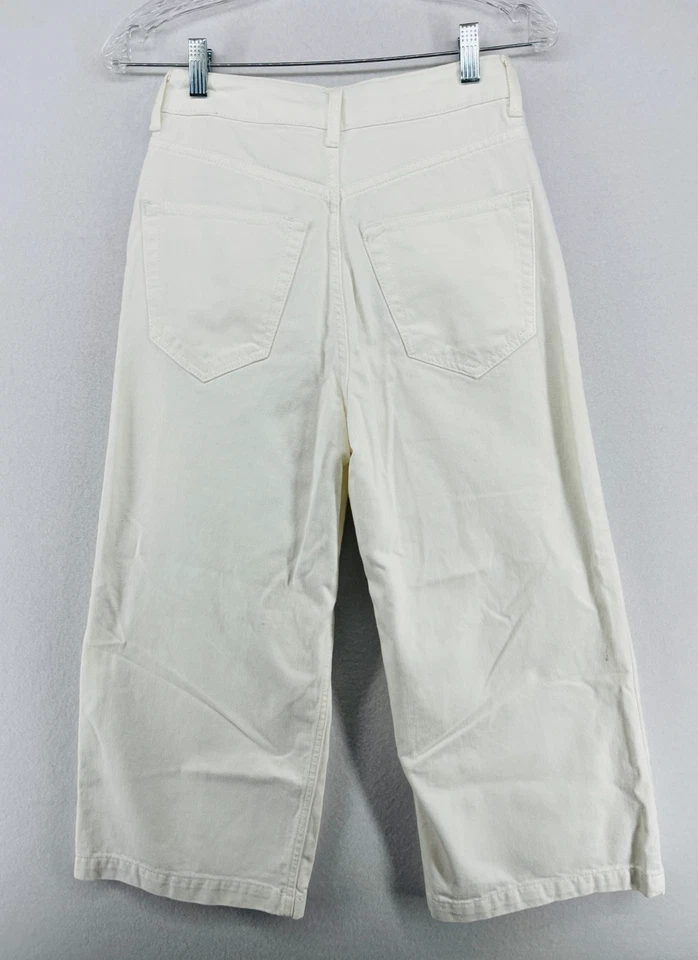 TOPSHOP Jeans Womens 26x30 MOTO Denim Wide Leg Cropped High Waist White - Image 3 of 4