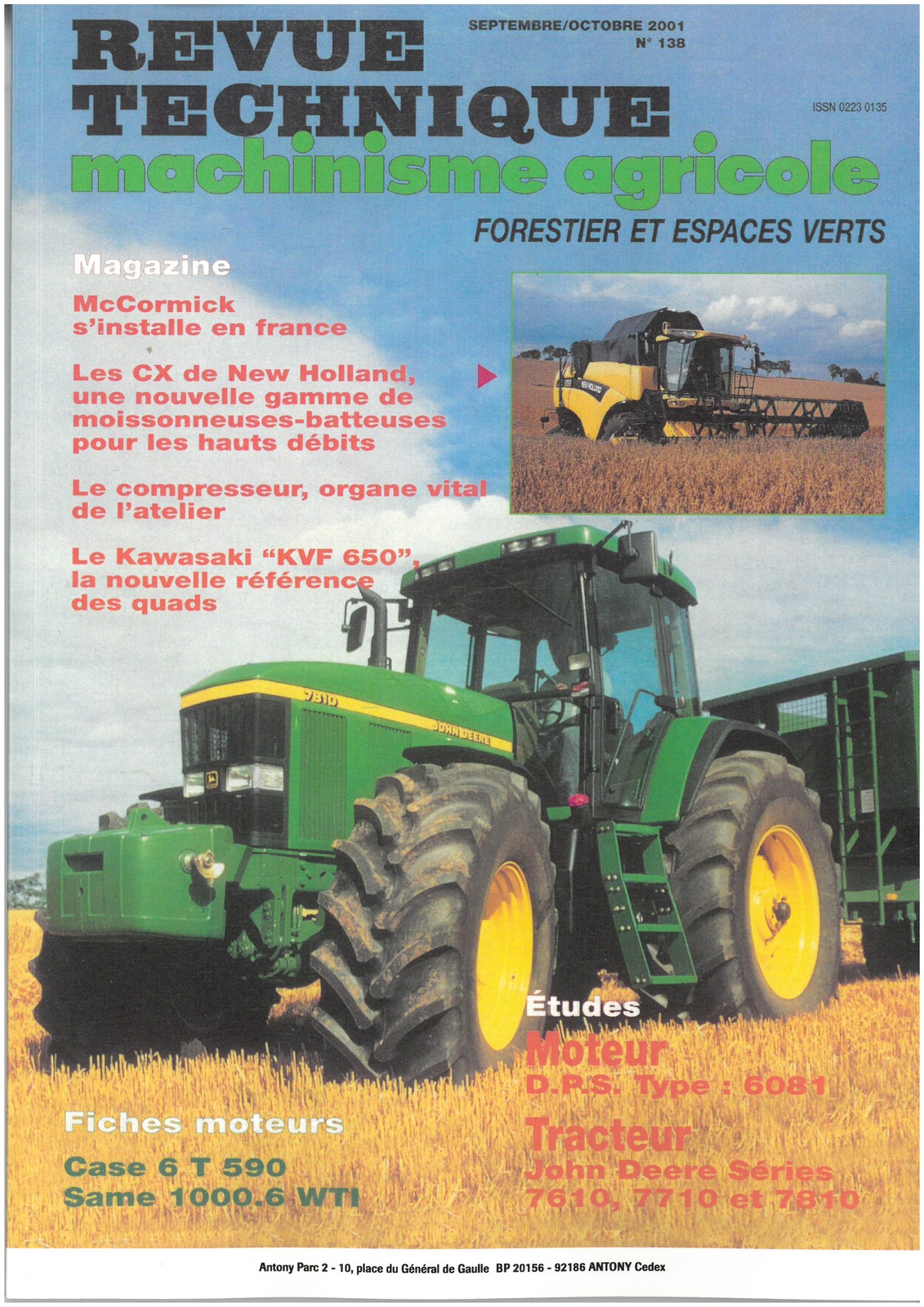 Revue technique John Deere 7610 7710 7810 manuels neufs