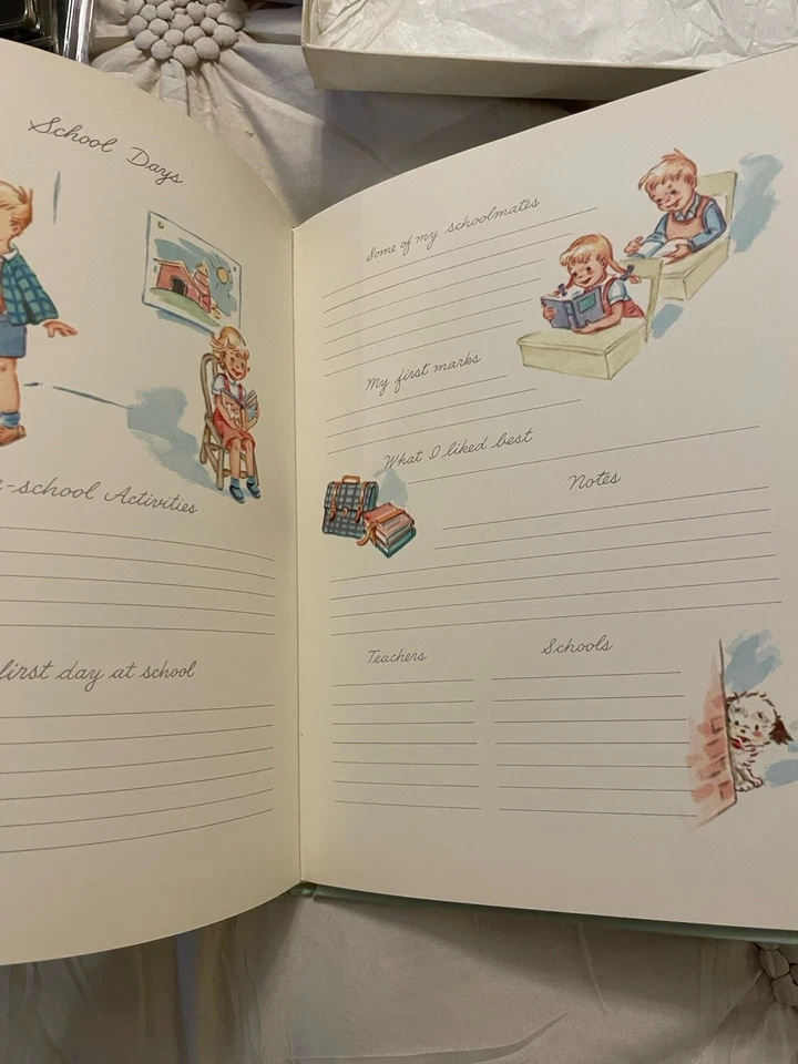 C.R. Libro de recortes Gibson All About Me vintage para bebé 1956 Blue Boy manualidades SIN USAR Foto 3 de 4