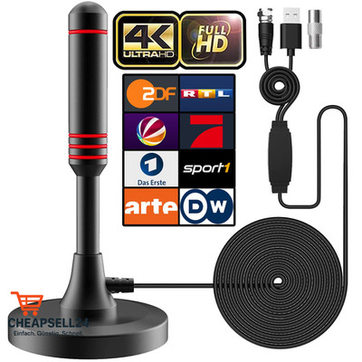 DVB-T2 Antenne mit Verstärker 360 Empfang 5m Kabel