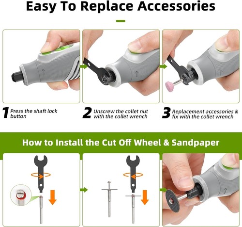 Mini Cordless Rotary Tool Kit 5 Speeds 36 Accessories for DIY Crafts, Sanding - Picture 10 of 10