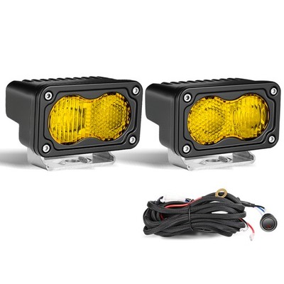 3'' Squadron Sport Amber LED Pair Driving Combo Light Offroad Pods w/Wire Harness