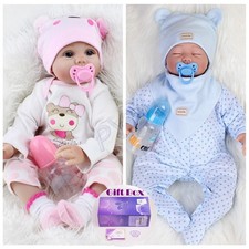 Lifelike Reborn Dolls Twins Newborn Girl Boy Handmade Babies Birthday Xmas Gift