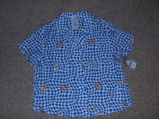 NWT Disney Winnie The Pooh Eeyore Tigger Piglet Blue Plaid Button - Up Shirt