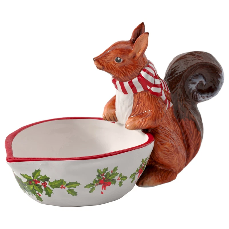 Ciotola Scoiattolo Natale Agrifoglio Villeroy & Boch Toy's Fantasy Porcellana