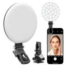 60 LED Ring Light, Rechargeable Selfie Light with Clip, 3 Modes, CRI97 , Black