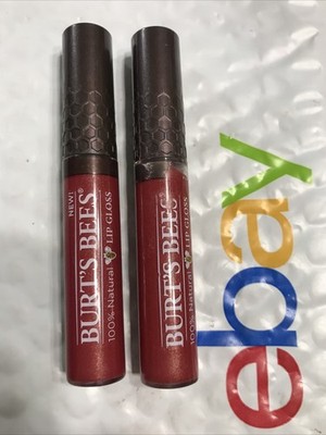 2 tube lot BURTS BEES LIP GLOSS 251 EVENING GLOW 100% NATURAL sealed
