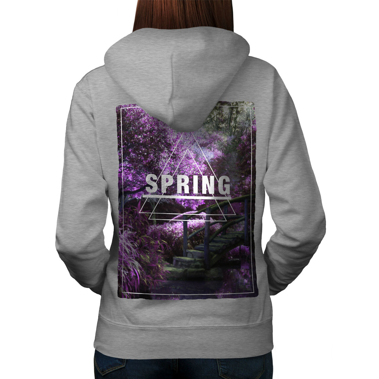 Wellcoda Spring Beautiful Triangle Womens Hoodie Back