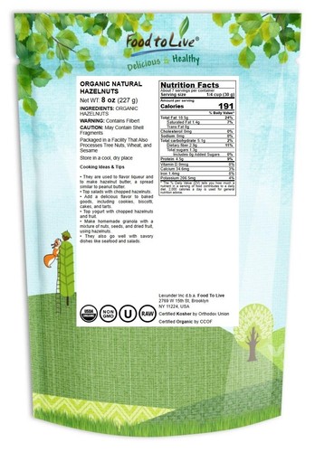 Organic Hazelnuts - Non-GMO, Kosher, Raw, Vegan - by Food To Live - Picture 8 of 36