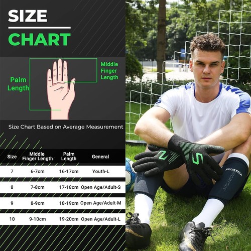Guantes de portero de fútbol para adultos + protector de dedos, Verde talla 10 - Bild 4 von 6