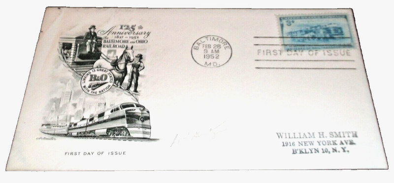 1952 B&O BALTIMORE & OHIO 1827-1952 125th ANNIVERSARY SOUVENIR ENVELOPE #19