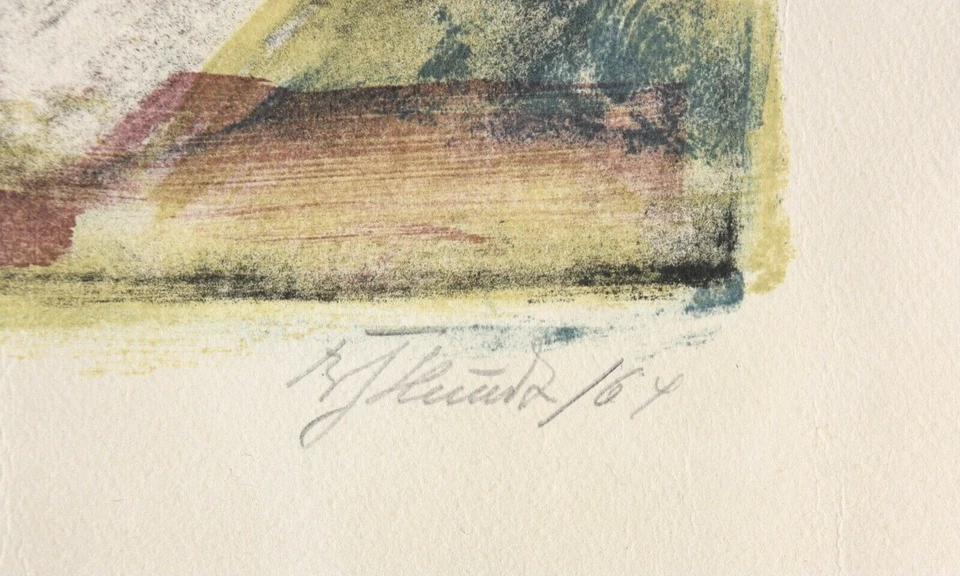 Hermann Baptist Hundt (1894-1974) sign. Farblithographie, Stillleben mit Maske - Bild 4 von 4