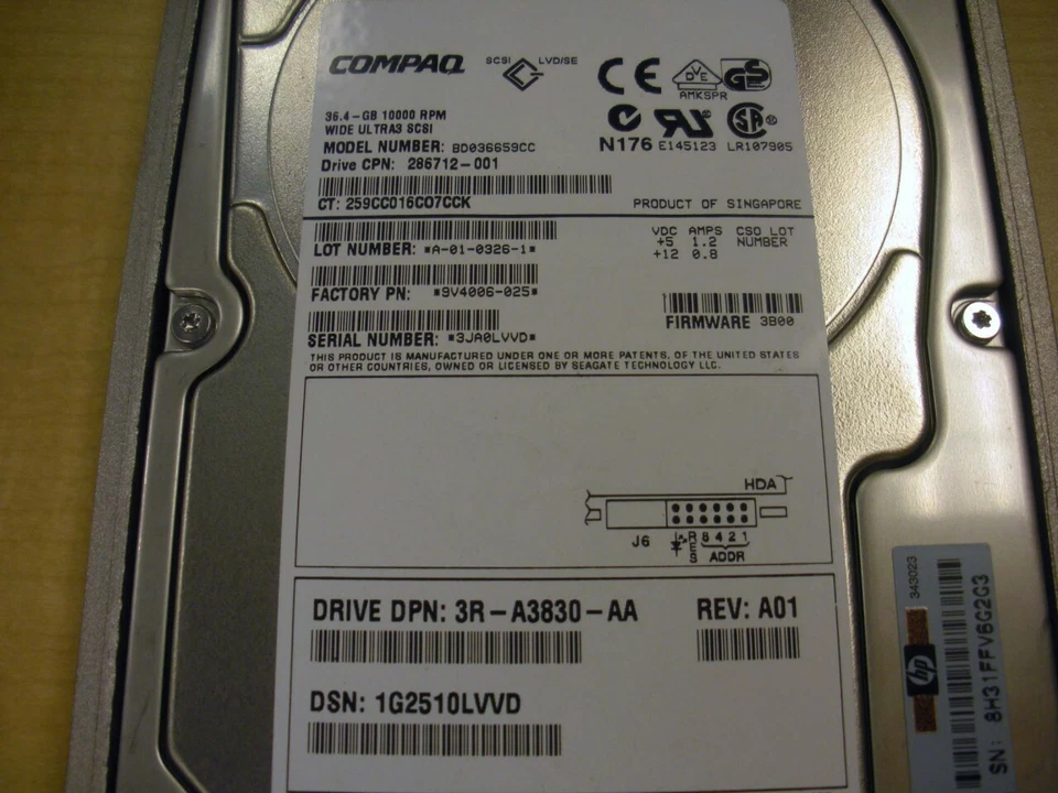 HP Compaq 177986-001 176496-B22 36GB 10K Ultra3 SCSI Hard Drive - Image 3 of 4