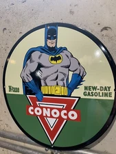 Conoco New Day Gasoline Pump Station Advertising Porcelain Sign
