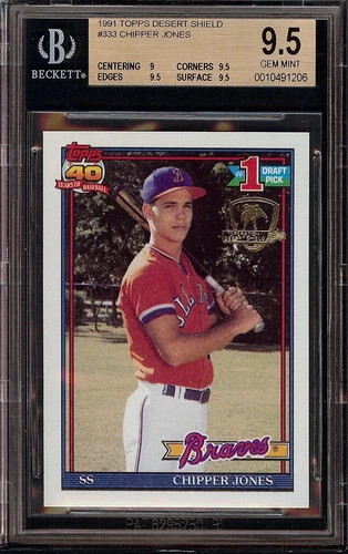 1991 Topps #333 Desert Shield Chipper Jones Rookie RC BGS 9.5 GEM MINT +++