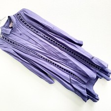 VANESSA VIRGINIA liet shirt anthro button up down cut out dress XS cottage style