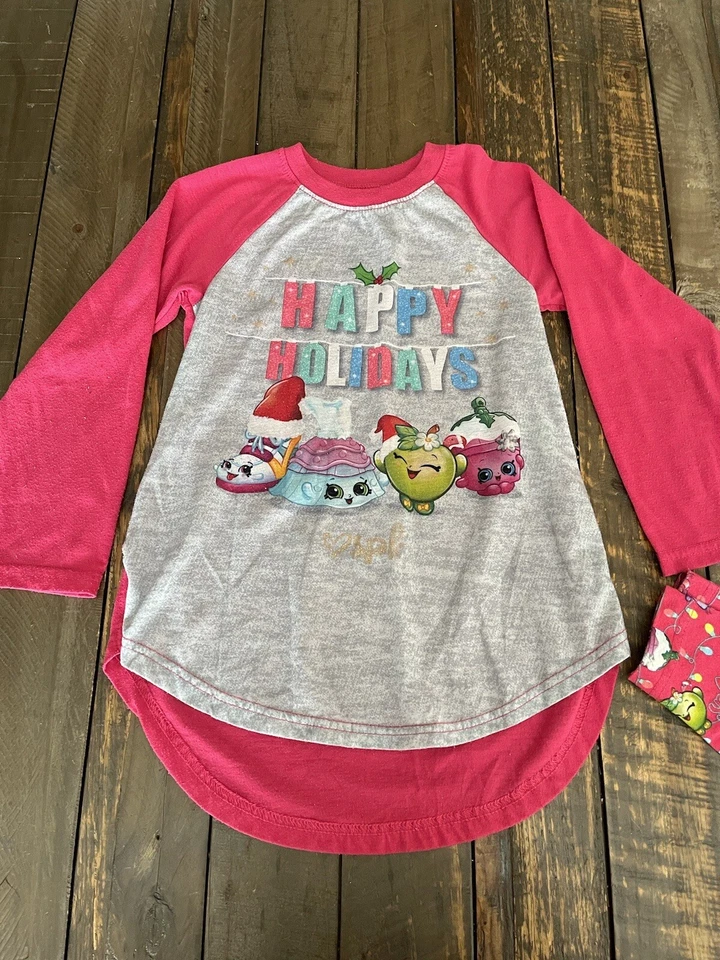shopkinds girls pajamas happy holidays PJ set size 4 - Image 2 of 4