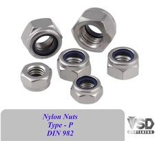 Nylon Nyloc Nuts M4–M20 Type P Grade 8 BZP DIN 982 All Sizes Metric Lock Nuts