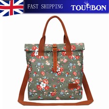 TOURBON Women Roll Top Shoulder Bag Canvas Clipon Bike Rear Pannier Cycling Gift