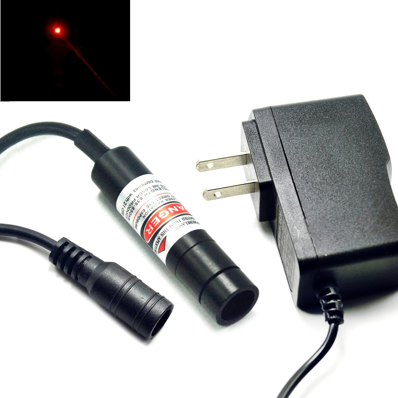 Locator 635nm 5mW Red Focusable Dot Laser Diode Module Long-Time work 5V Adapter