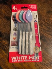 1996 Munchkin Stainless Baby Spoons 4 pk Soft Bite Safety White Hot NOS NEW