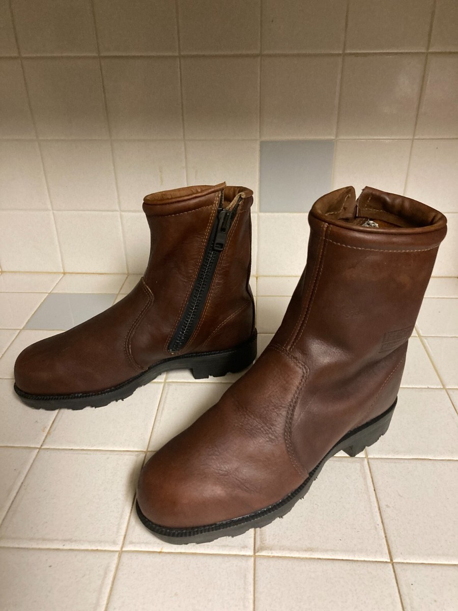 BROWN DISTRESSED USA LEHIGH ZIP UP ENGINEER BIKER STEEL TOE  display picture 3