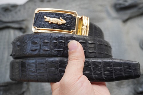 Black Genuine Crocodile Hornback Leather Skin Men's Belt W 1.5" #B16 - Picture 6 of 12