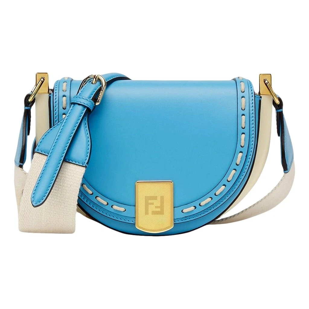 Borsa a tracolla Fendi Moonlight Cyber in pelle blu NUOVA