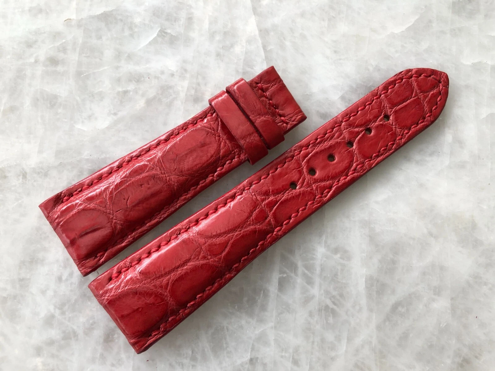 22mm/18mm Red Alligator Crocodile Embossed Leather Watch Strap Band