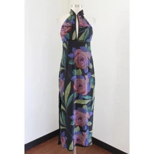 NWT TRINA TURK Silk Floral Black Sleeveless Maxi Dress Side Slit Sz 6 NEW