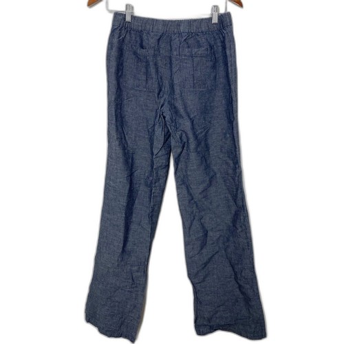 New York & Co Chambray Pull-On Leinen Baumwollmischung weites Bein Kordelzug Hose XS - Bild 2 von 10
