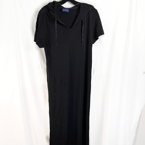 Vintage Liz Sport Womens Dress Black Floor Length Hooded Large - 第 1/7 張圖片
