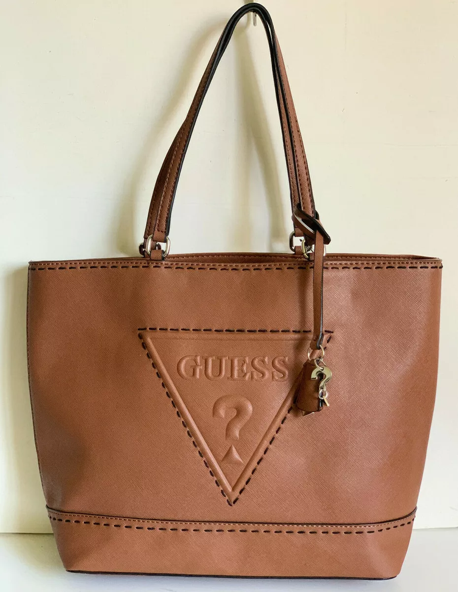 NEW GUESS BALDWIN PARK COGNAC TAN BROWN SHOPPER SATCHEL TOTE BAG