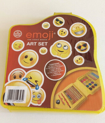 EMOJI Iconic ART SET WACHSMALSTIFTE AQUARELLFARBEN COL STIFTE SPITZER PINSEL