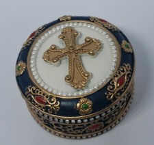 Golden Cross Rosary Trinket Box Baptism First Communion Christening Favor