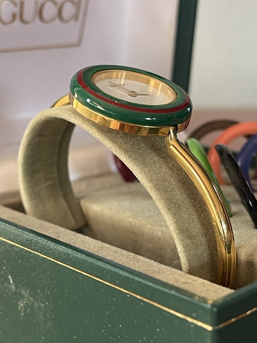 Vintage Gucci Change Bezel Watch 12 Colors New Battery Works