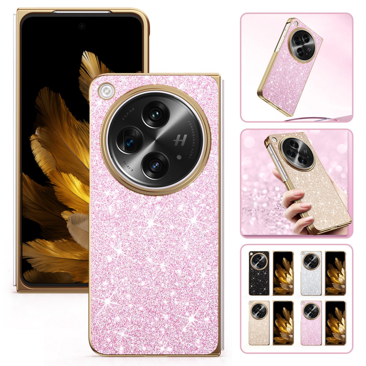 For OnePlus Open Shockproof Plating Sparkly Glitter Slim Women Girls Phone  Case