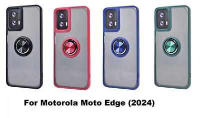 TPU Matte Clear Back Protective Case w/Magnetic Ring for Motorola Moto Edge 2024