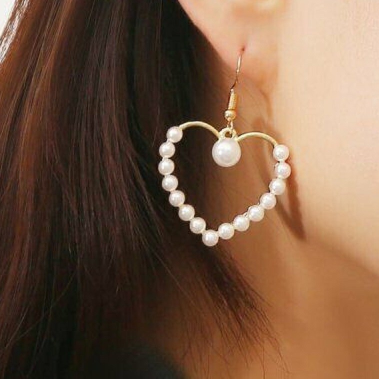 Elegant Korean New Fashion Women Fresh Water Pearl Dangle Gold Hook Earrings