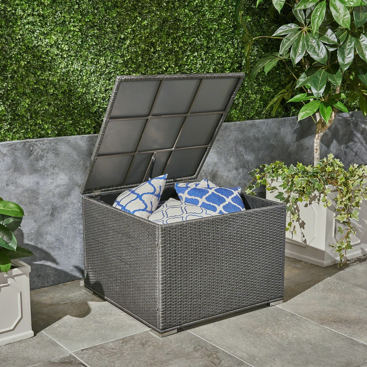 Outdoor wicker 2024 storage ottoman