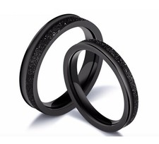 Coppia fedine fidanzamento fed uomo donna nero acciaio + confezione