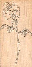 Single Rose/Plain 3 x 5 3/4" Rubber Stamp, Flower Stamp, Plant Stamp
