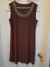 R M Richards Women's Sleeveless Pullover Beaded Collar Dress, RN 49994 size 12