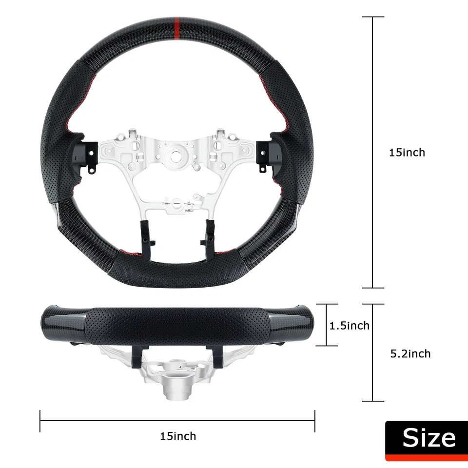D-Type Real Carbon Fiber Steering Wheel For Toyota Hilux Revo Fortuner 2015-2022 - Image 2 of 4