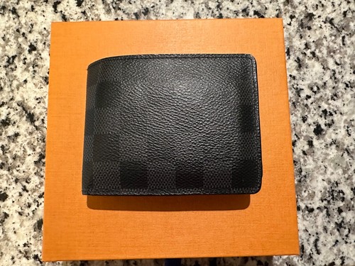 Louis Vuitton Bifold Damier Graphite Men Wallet Black Checkered With Box